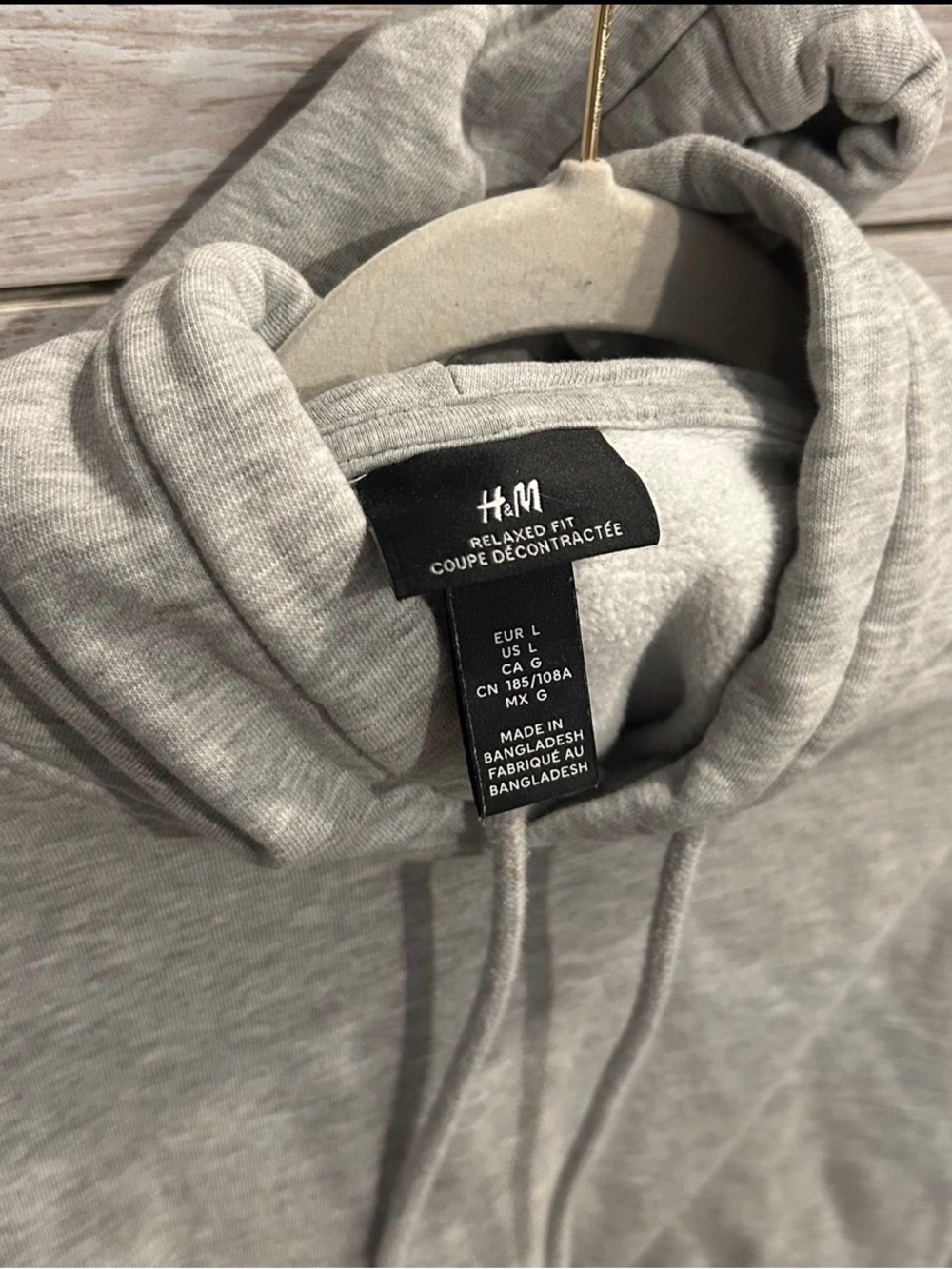 H&M Relaxed Fit Grey Hoodie Size Large - Picture 4 of 4